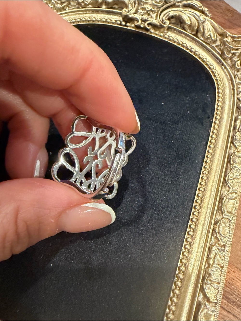 Silver Tone Rhinestone Filigree Statement Ring - Picture 5 of 5